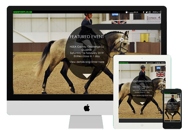 Horsevents Homepage on Multiple Devices